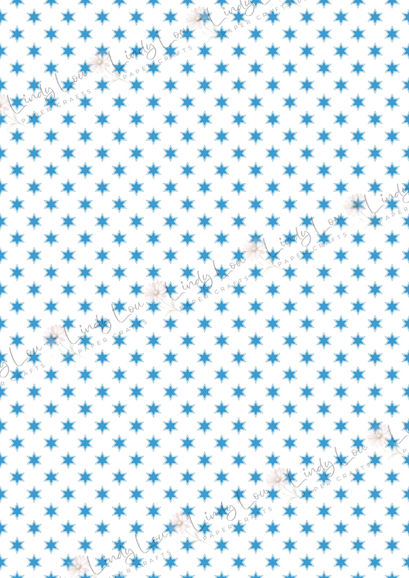 A4 Single Sheet - Pawsitively Adorable - Blue Stars
