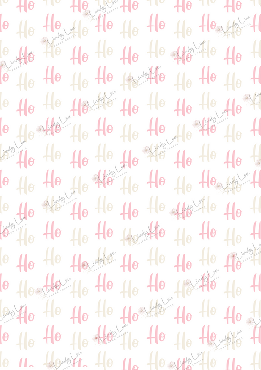 A4 Single Sheet - Pink Christmas - HOHOHO