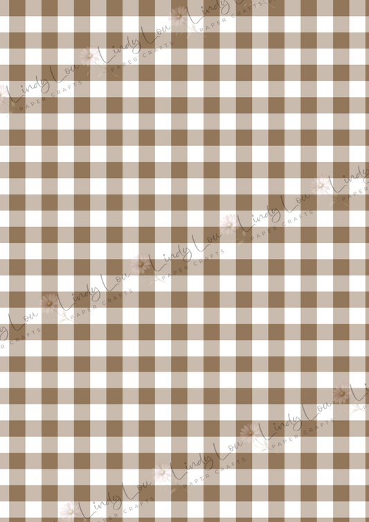 A4 Single Sheet - Giddy up Cowboy - Brown Gingham