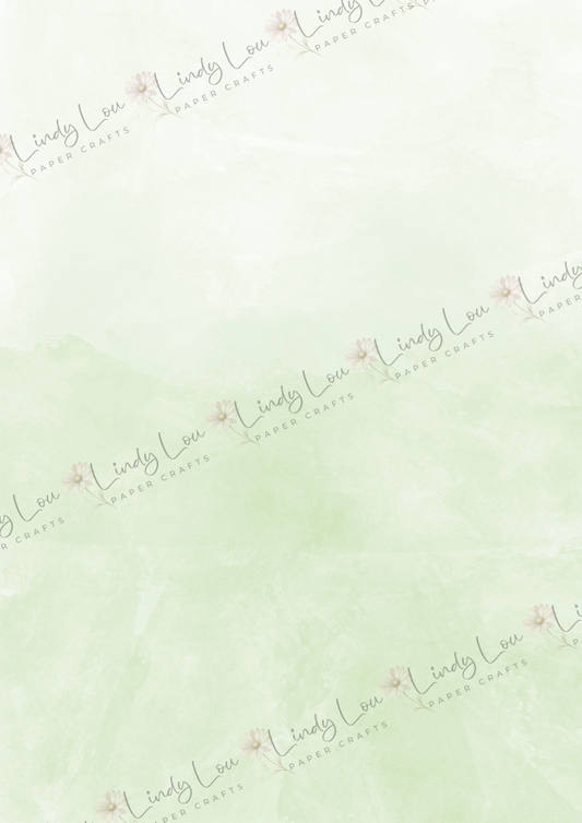 A4 Single Sheet - Blossom & Bluebirds - Green Watercolour