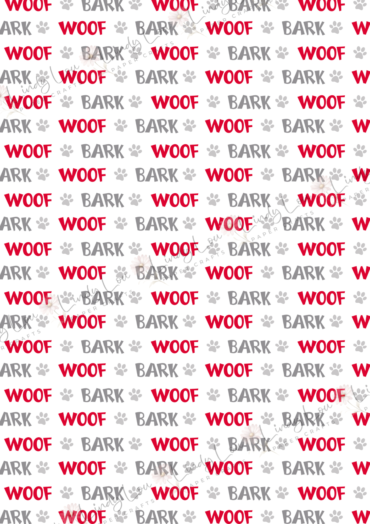 A4 Single Sheet - Barking Adorable - Red Woof