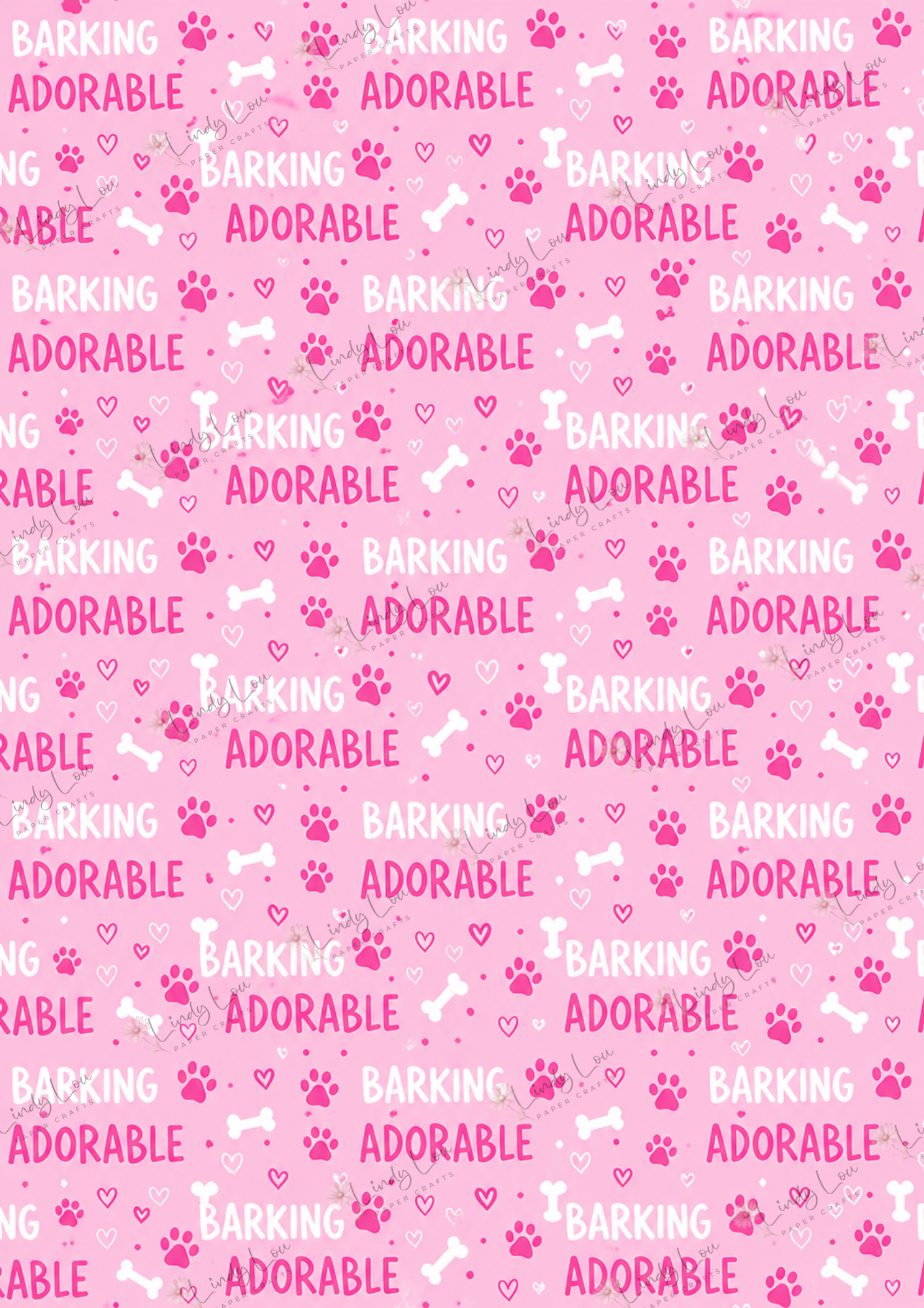 A4 Single Sheet - Barking Adorable - Adorable Pink