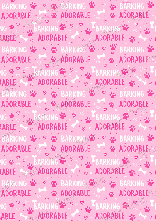 A4 Single Sheet - Barking Adorable - Adorable Pink