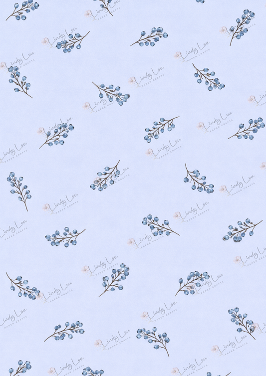 A4 Single Sheet - Burgundy & Blue- Berry Breeze