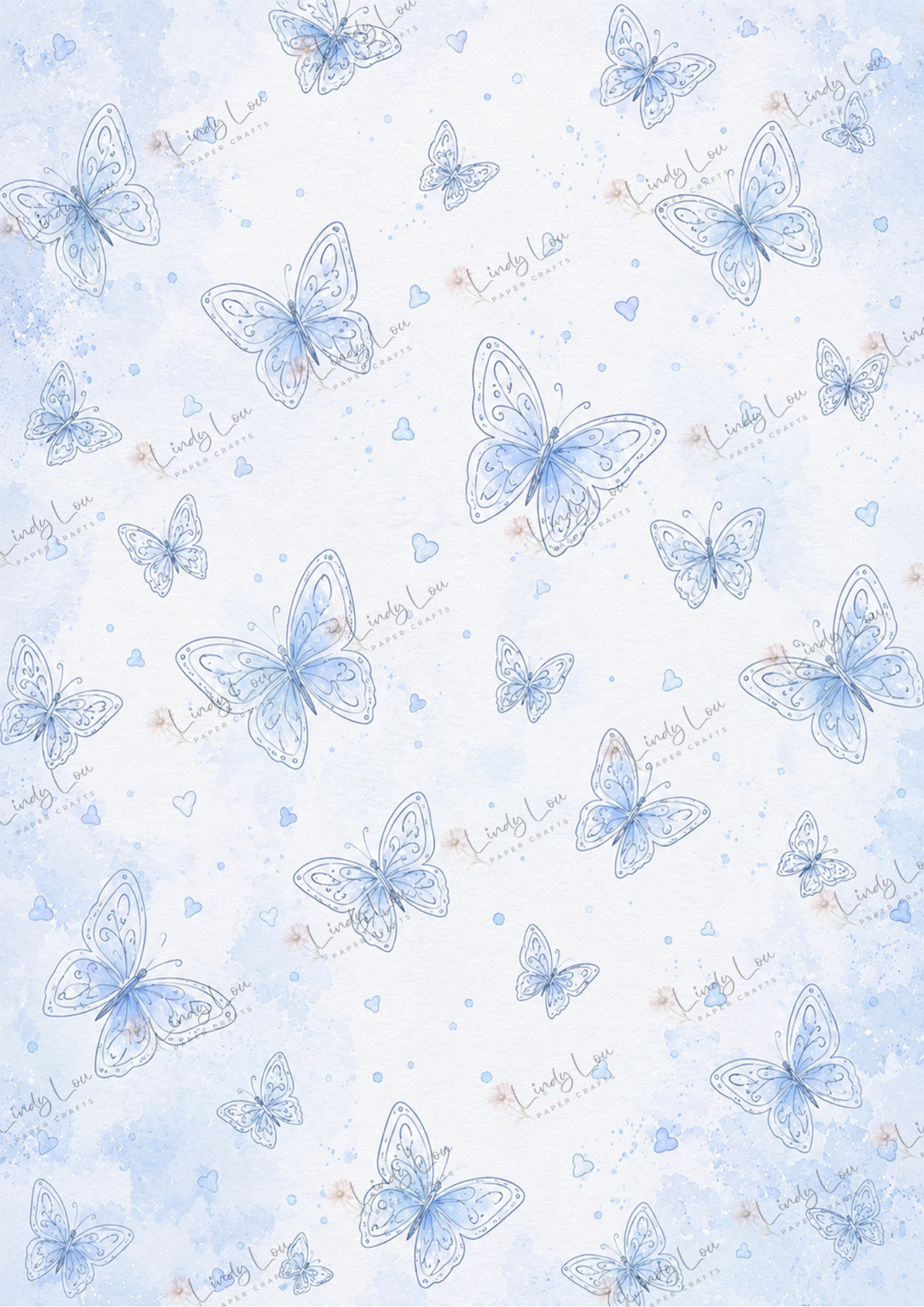 A4 Single Sheet - Butterfly Kisses & Quirky Wishes - Butteerfly Whispers