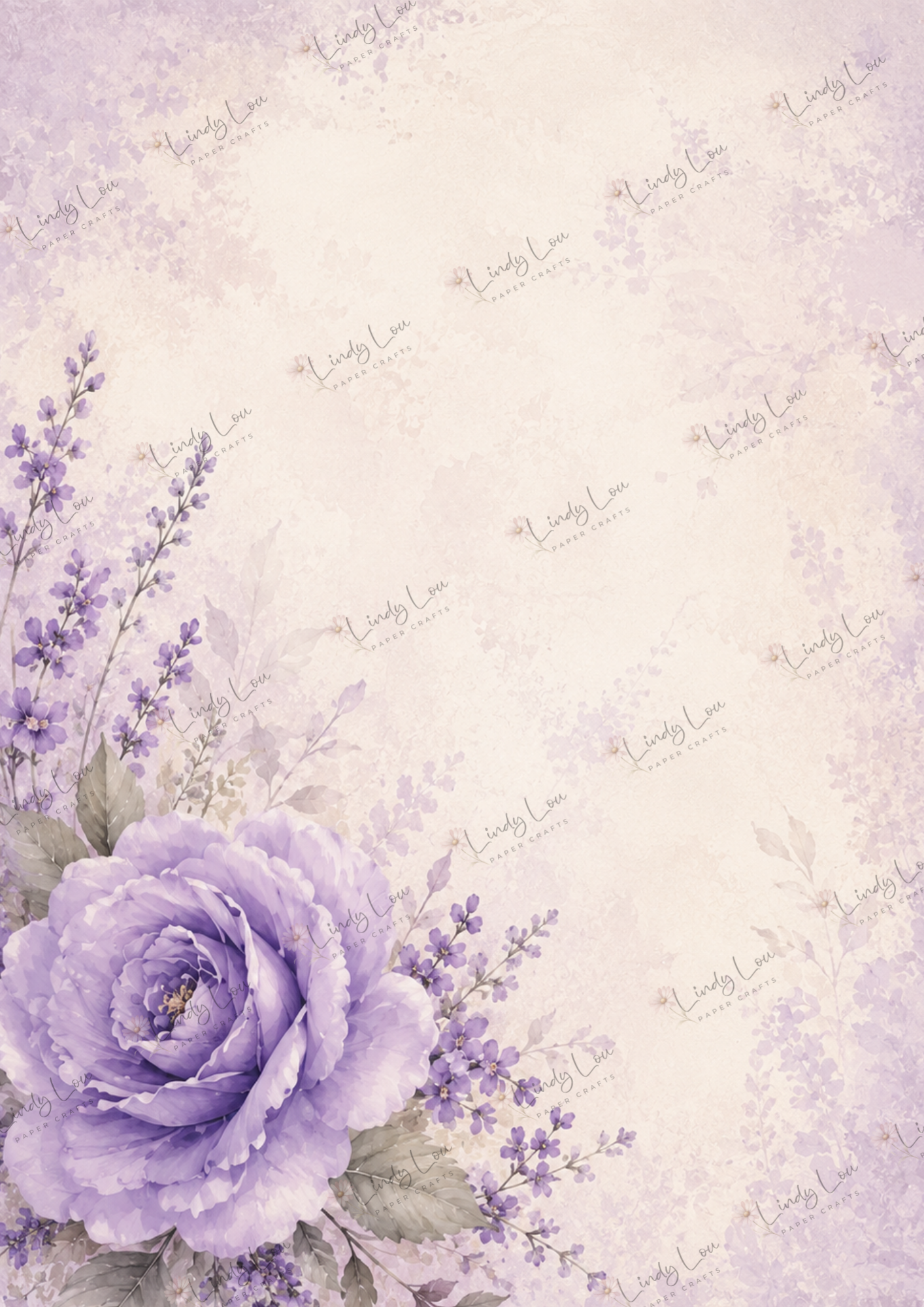 A4 Single Sheet - Blooming Grace - Lavender Serenity
