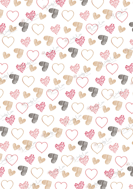 A4 Single Sheet - My Best Friend - Doodle Hearts