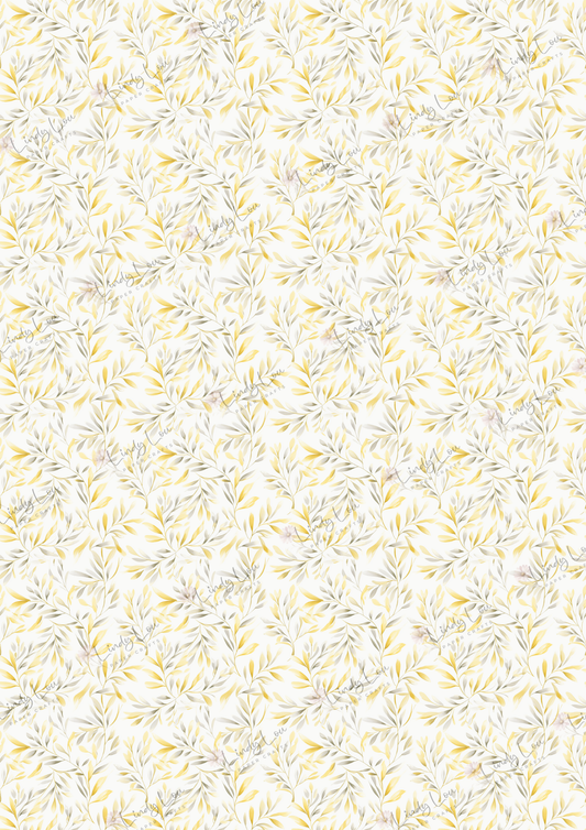 A4 Single Sheet - Buttercream Blooms - Golden Buttercream Leaves