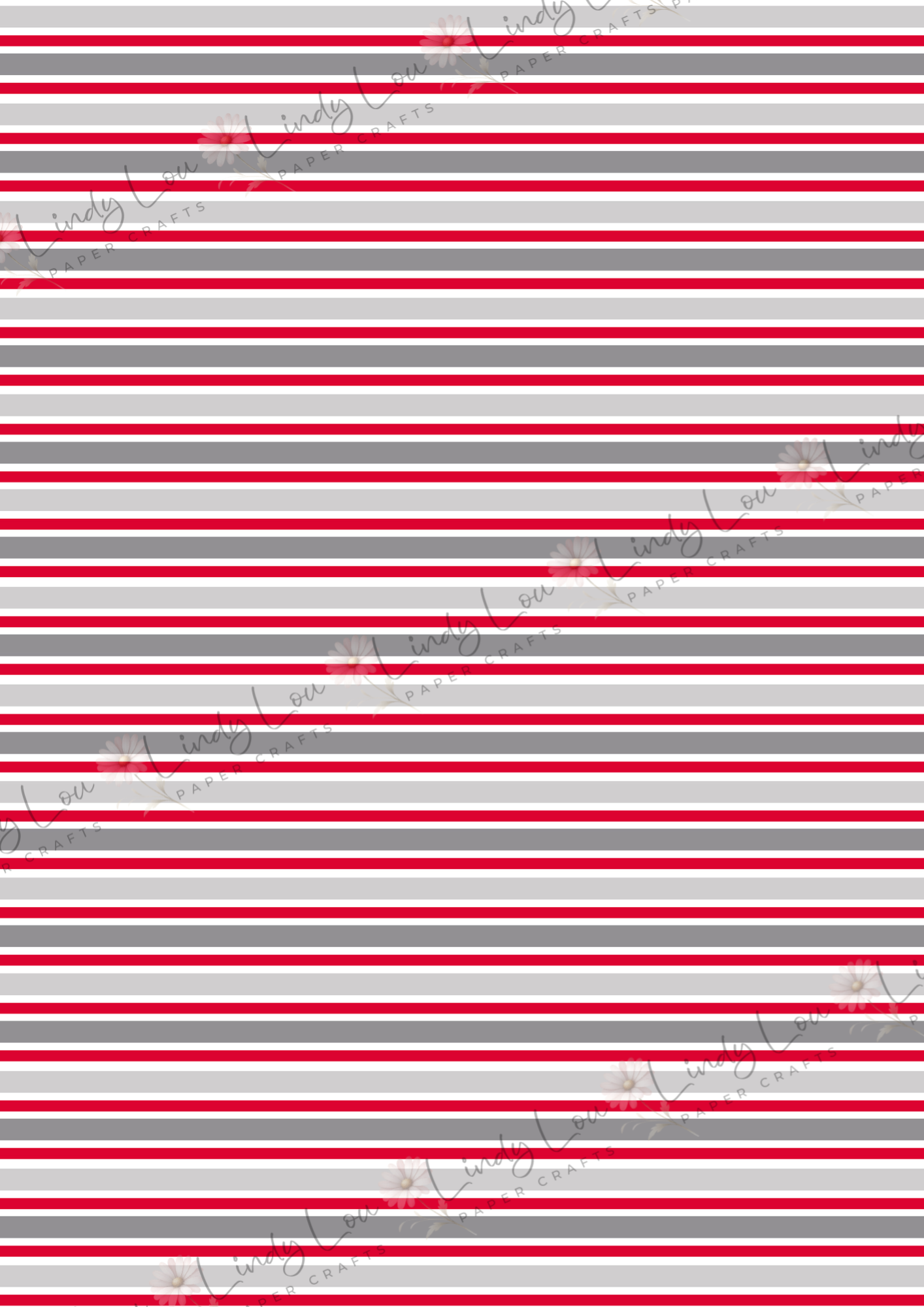 A4 Single Sheet - Barking Adorable - Red/Grey Stripe