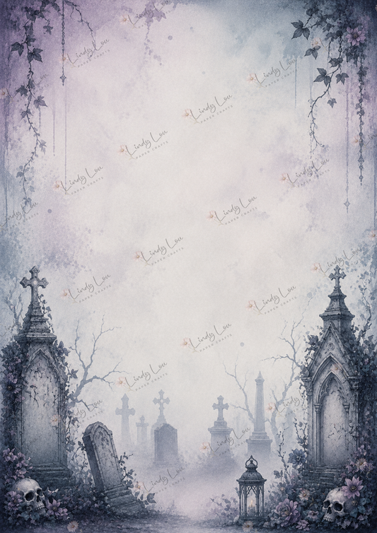 A4 Single Sheet - Goth Girl Dreams - Among the Headstones