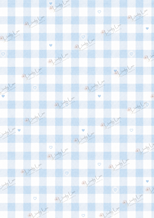 A4 Single Sheet - Daisy Girls - Blue Gingham Love