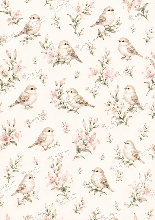 A4 Single Sheet - Lily's Cottage - Garden Songbirds