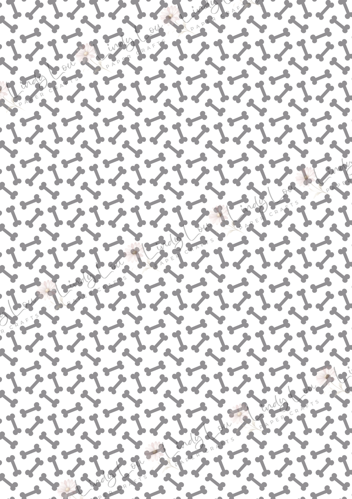 A4 Single Sheet - Barking Adorable - Grey Bones