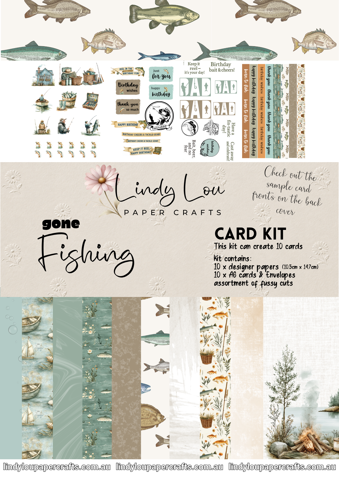 A6 Card Kit - Gone Fishing