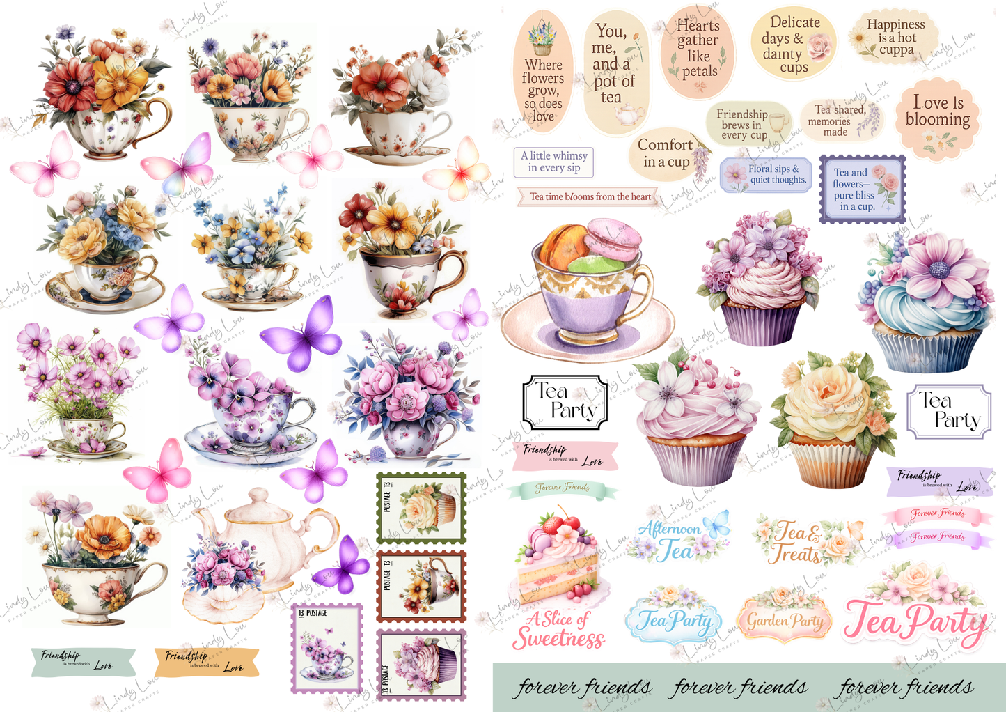 A4 Paper Collection - TeaCup Garden