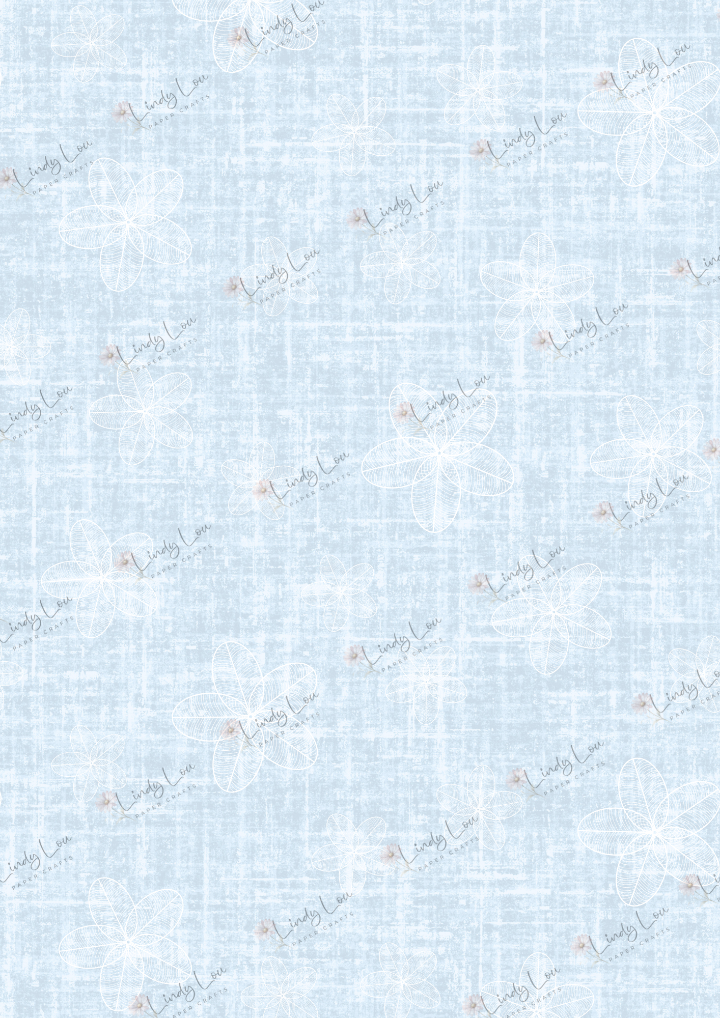 A4 Single Sheet - Softly Spoken -  Frangipani Haze Blue Breeze