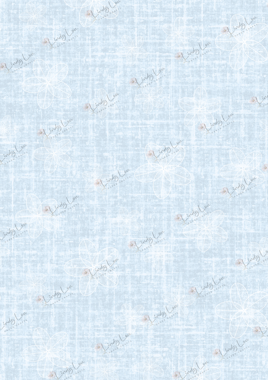 A4 Single Sheet - Softly Spoken -  Frangipani Haze Blue Breeze
