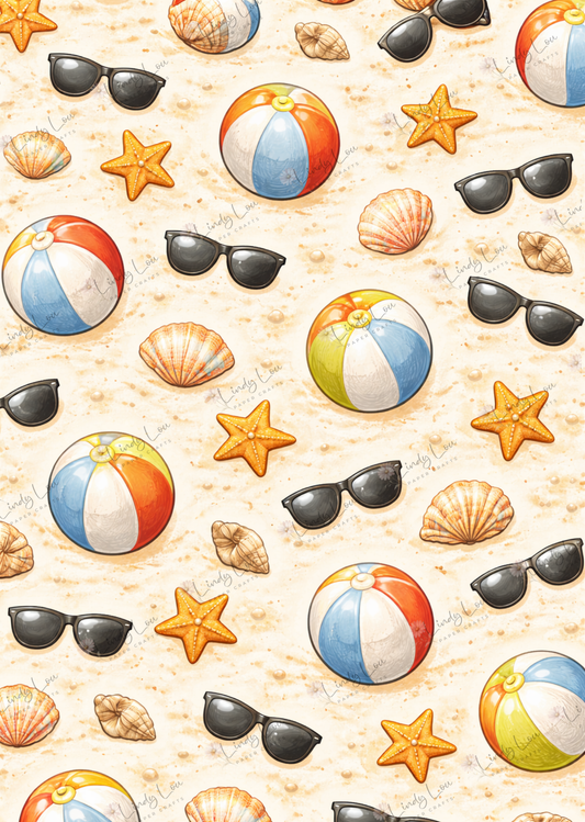 A4 Single Sheet - Surf's Up - Sun, Sand & Surf