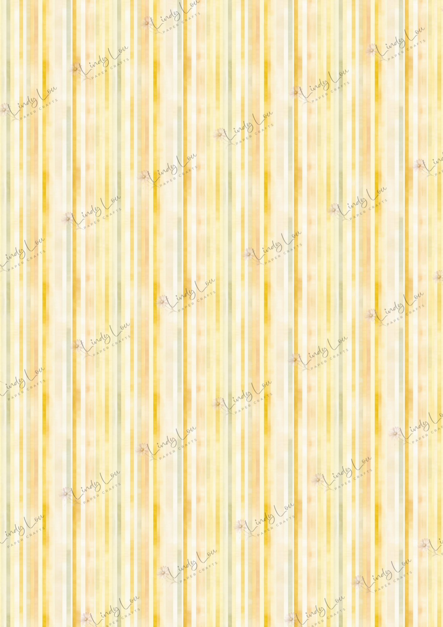 A4 Single Sheet - Buttercream Blooms - Honey Butter Stripes