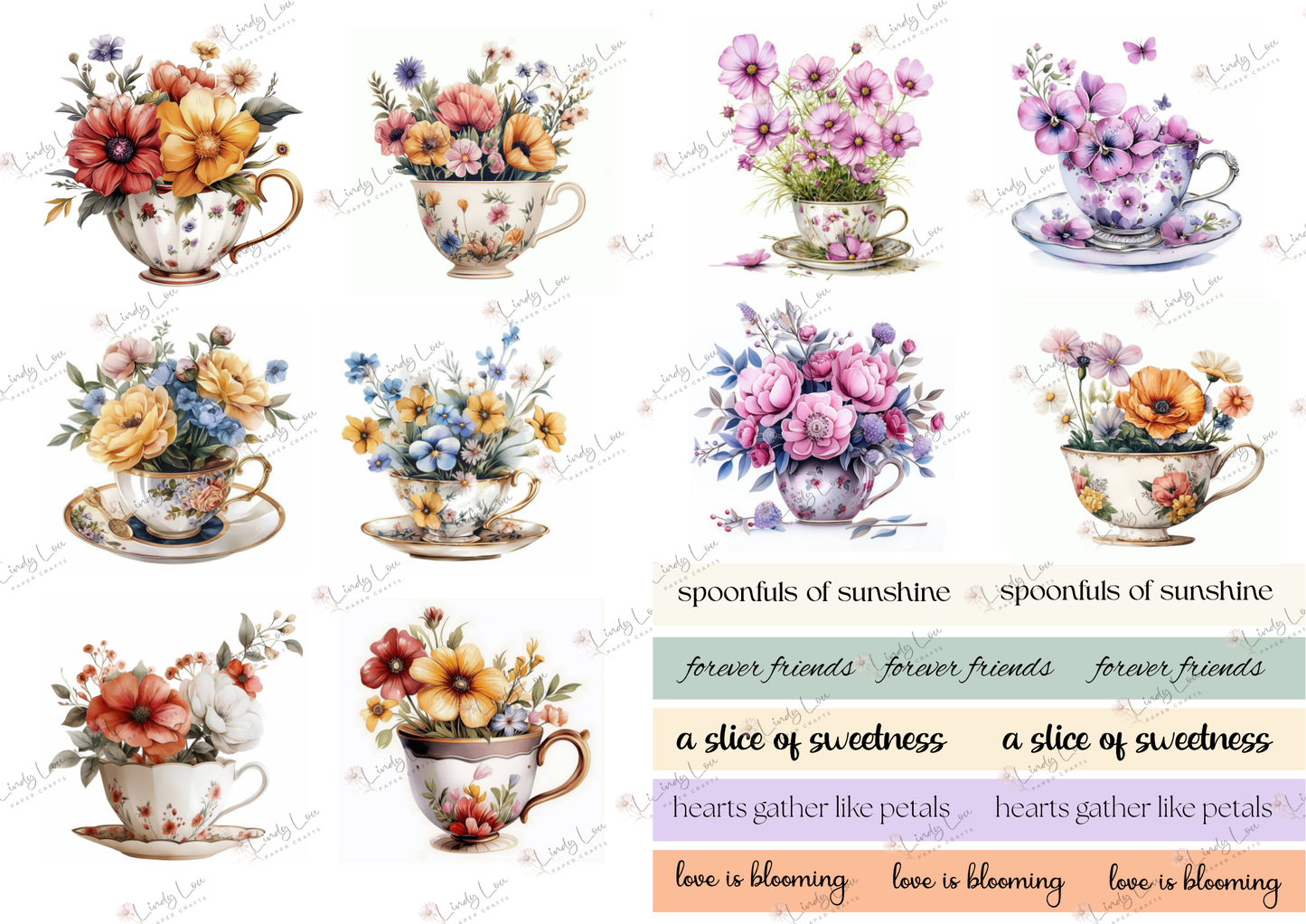 A4 Paper Collection - TeaCup Garden