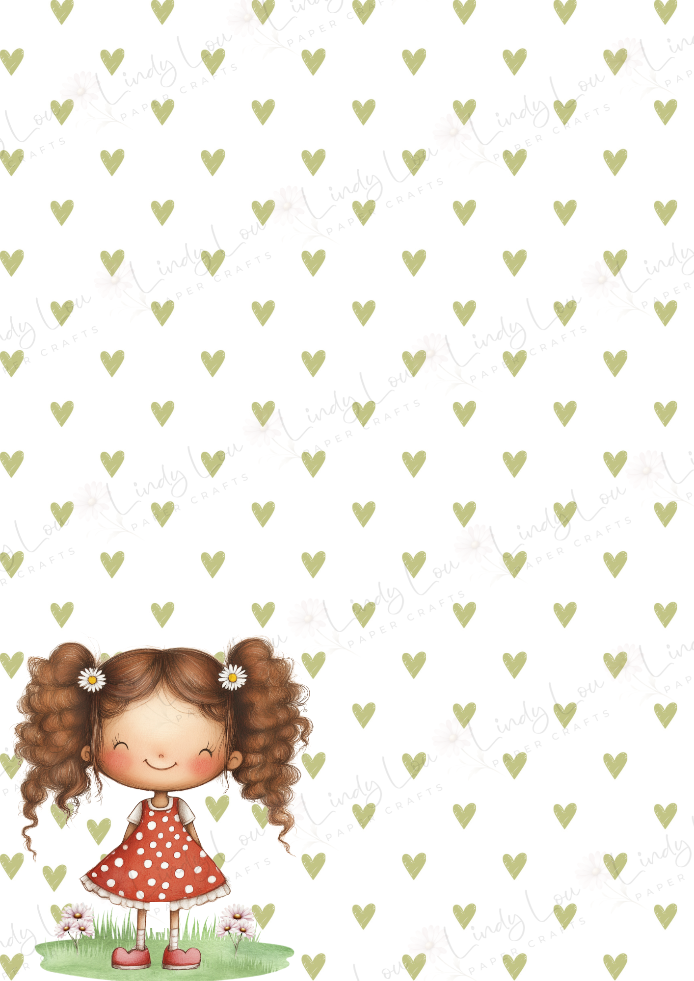 A4 Single Sheet - Daisy Girls - Meadow Heart Girl