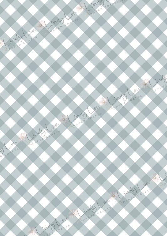 A4 Single Sheet - Giddy up Cowboy - Blue Gingham