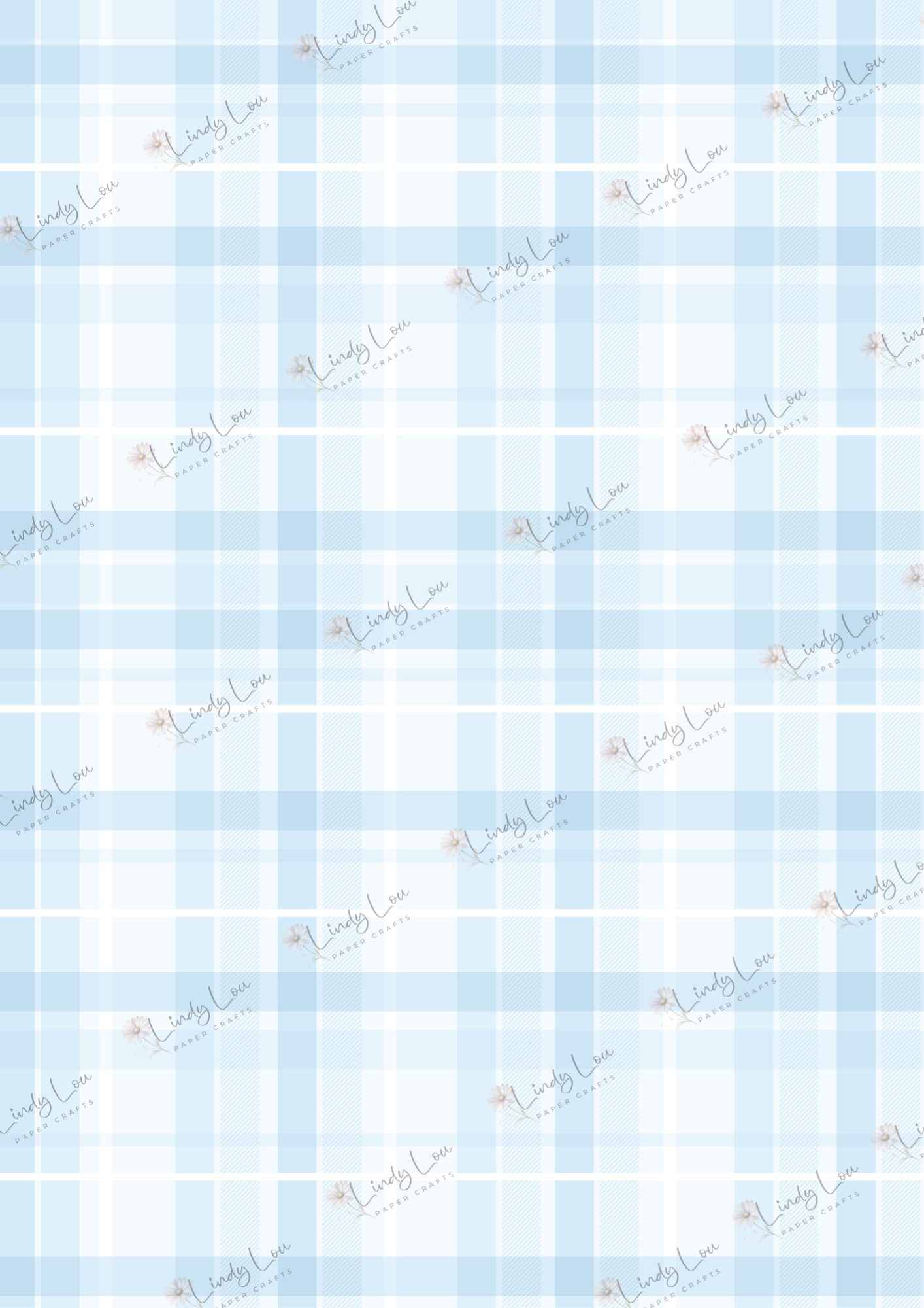 A4 Single Sheet - Softly Spoken -  Blue Breeze Linen Check