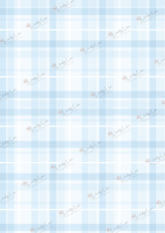A4 Single Sheet - Softly Spoken -  Blue Breeze Linen Check