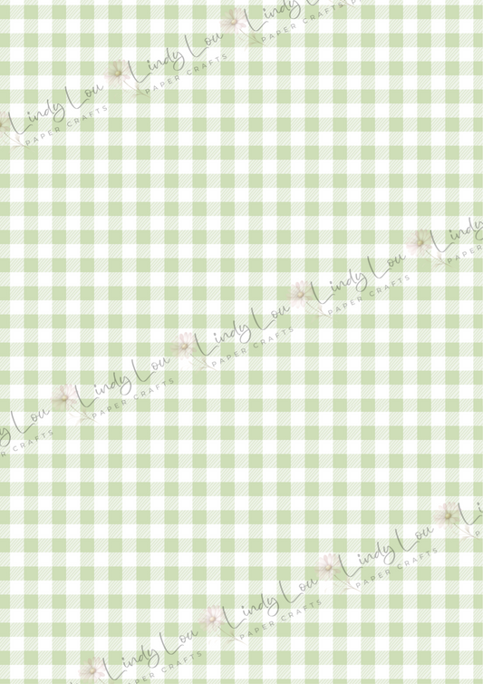 A4 Single Sheet - Daisy Girls - Green Gingham