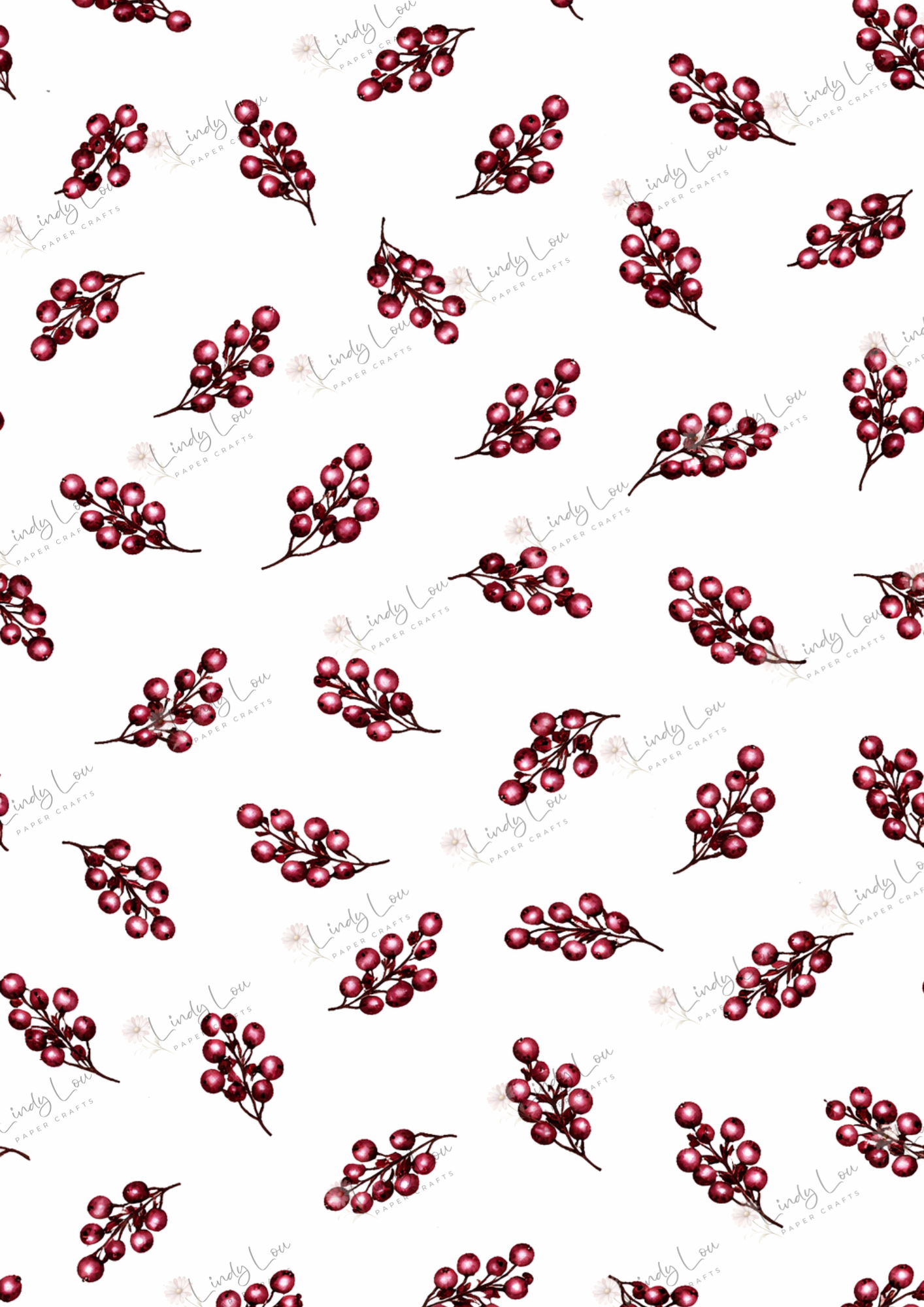 A4 Single Sheet - Burgundy & Blue- Berry Toss