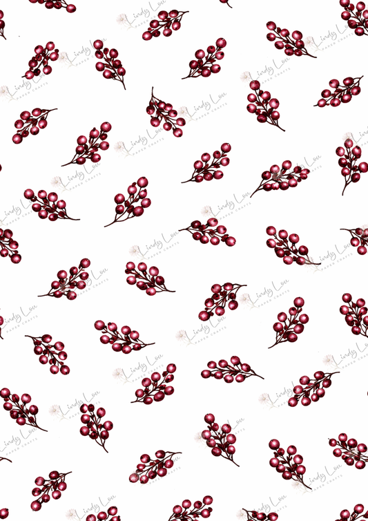 A4 Single Sheet - Burgundy & Blue- Berry Toss