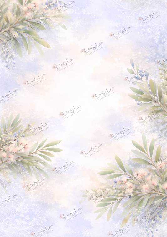 A4 Single Sheet - Bluebirds of Happiness - Blush Wattle