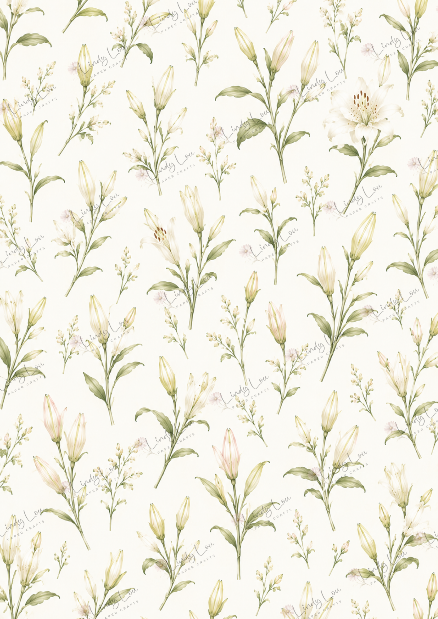 A4 Single Sheet - Lily's Cottage - Lily Buds