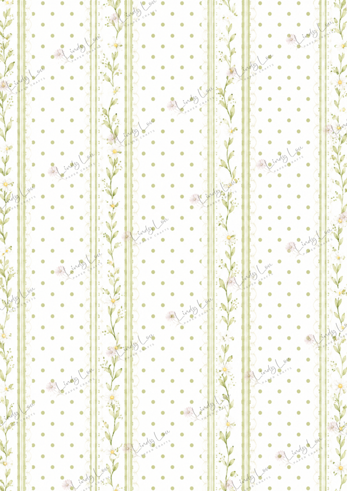 A4 Single Sheet - Daisy Girls - Olive Dot Delight