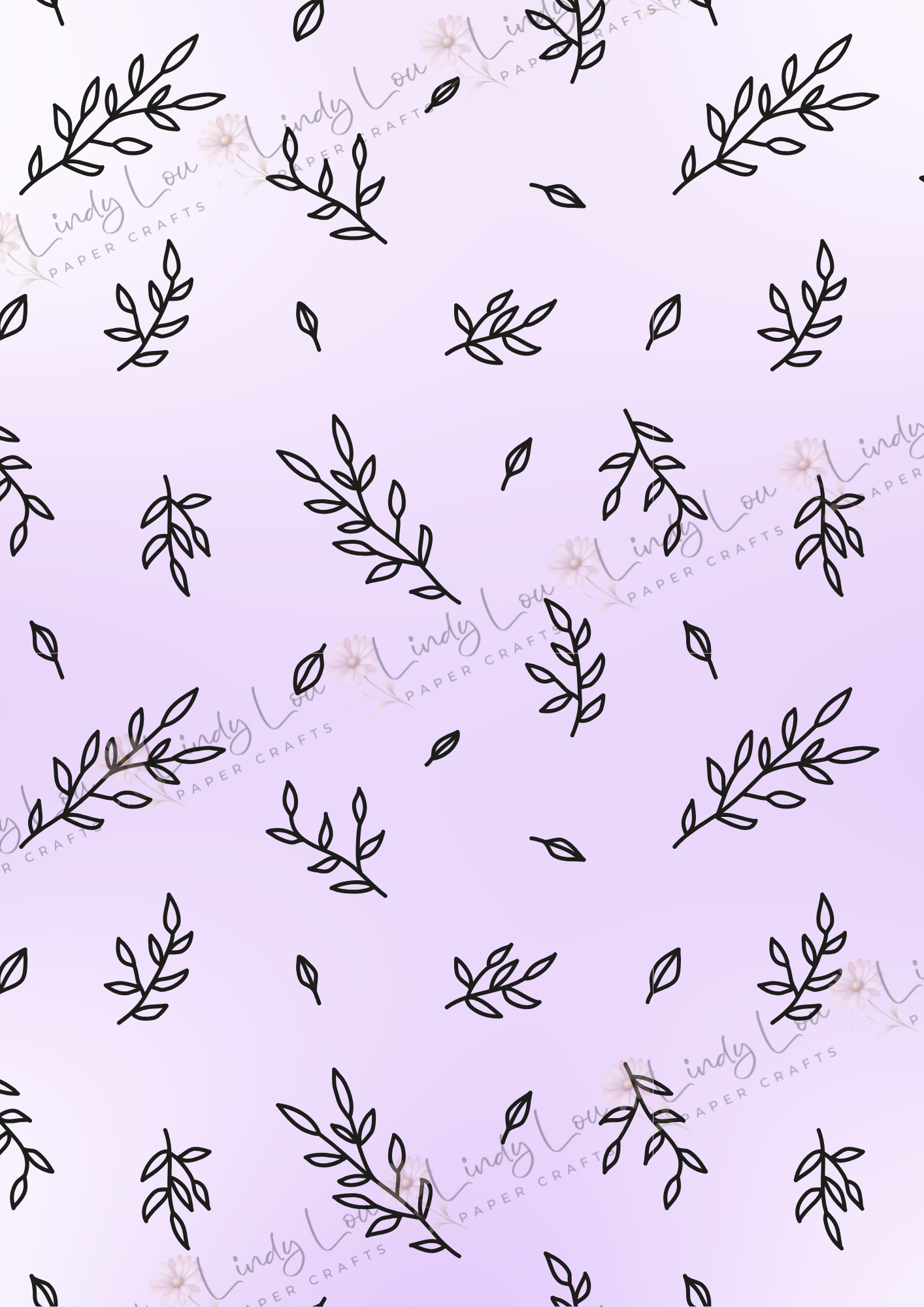 A4 Single Sheet - Butterfly Kisses & Quirky Wishes - Lilac Leaves