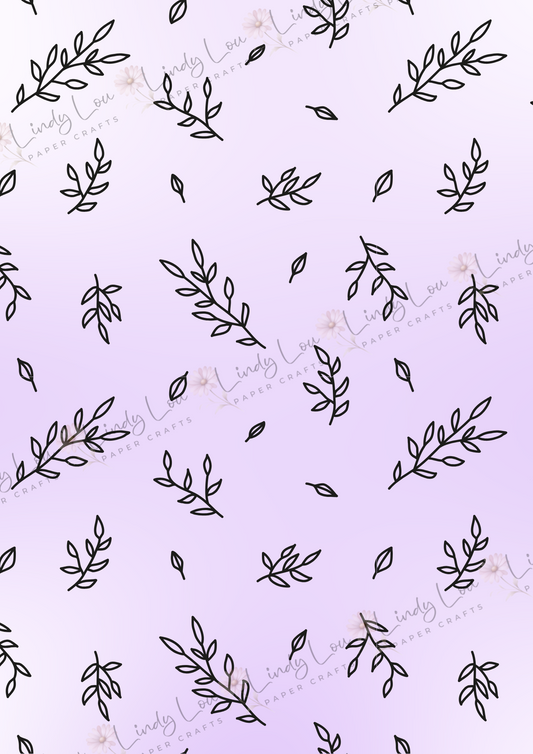A4 Single Sheet - Butterfly Kisses & Quirky Wishes - Lilac Leaves