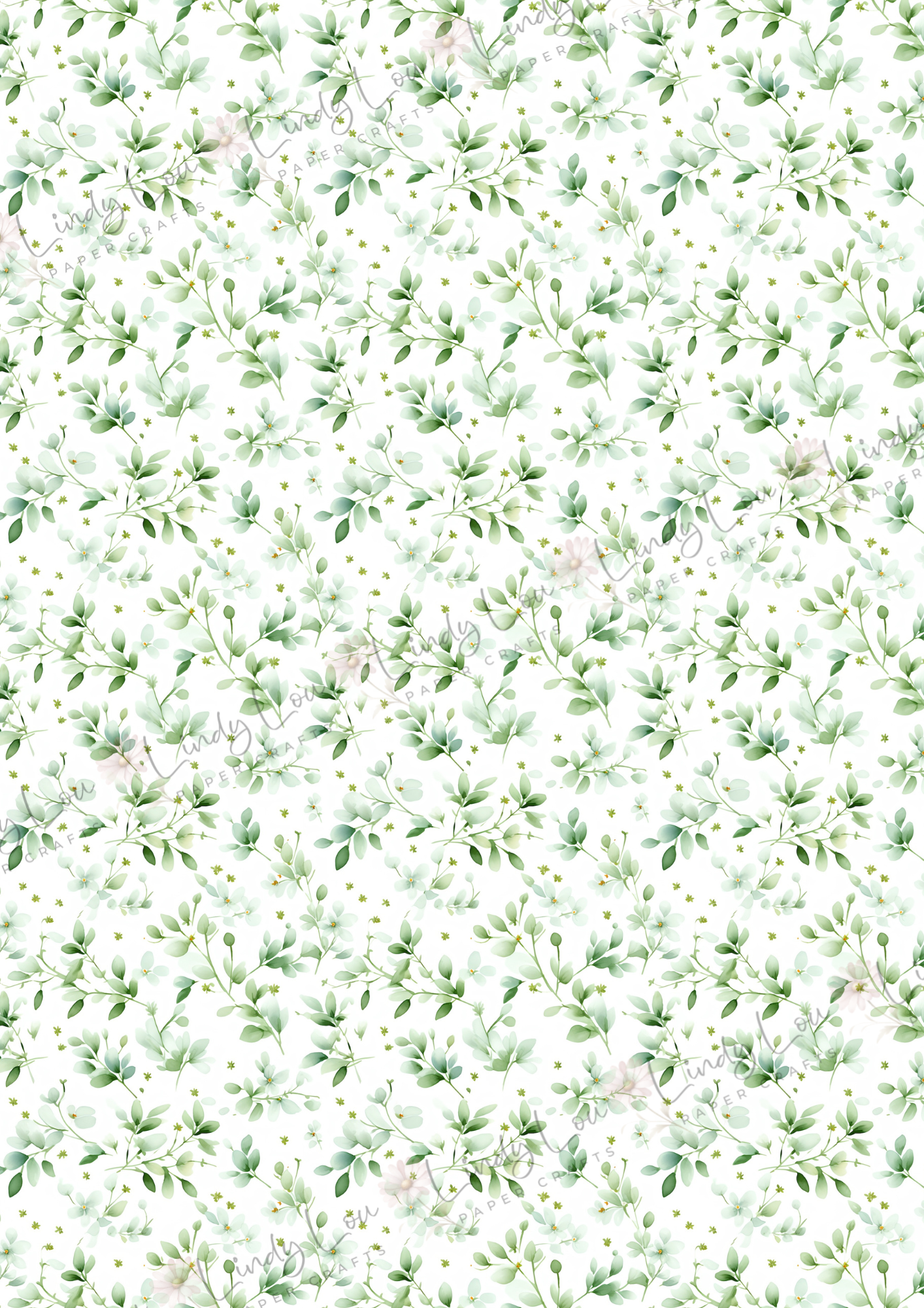 A4 Single Sheet - Blossom & Bluebirds - Green Leaf