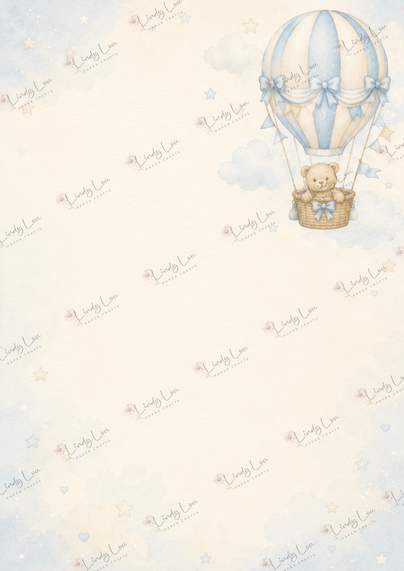 A4 Single Sheet - Baby Boy - Up Up & Away