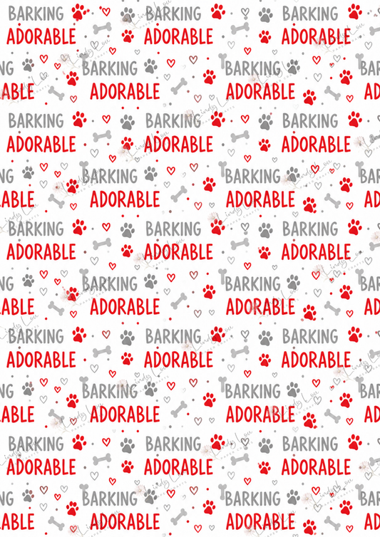 A4 Single Sheet - Barking Adorable - Adorable Red