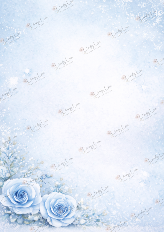 A4 Single Sheet - Whispers in Blue -  Frosted Petals