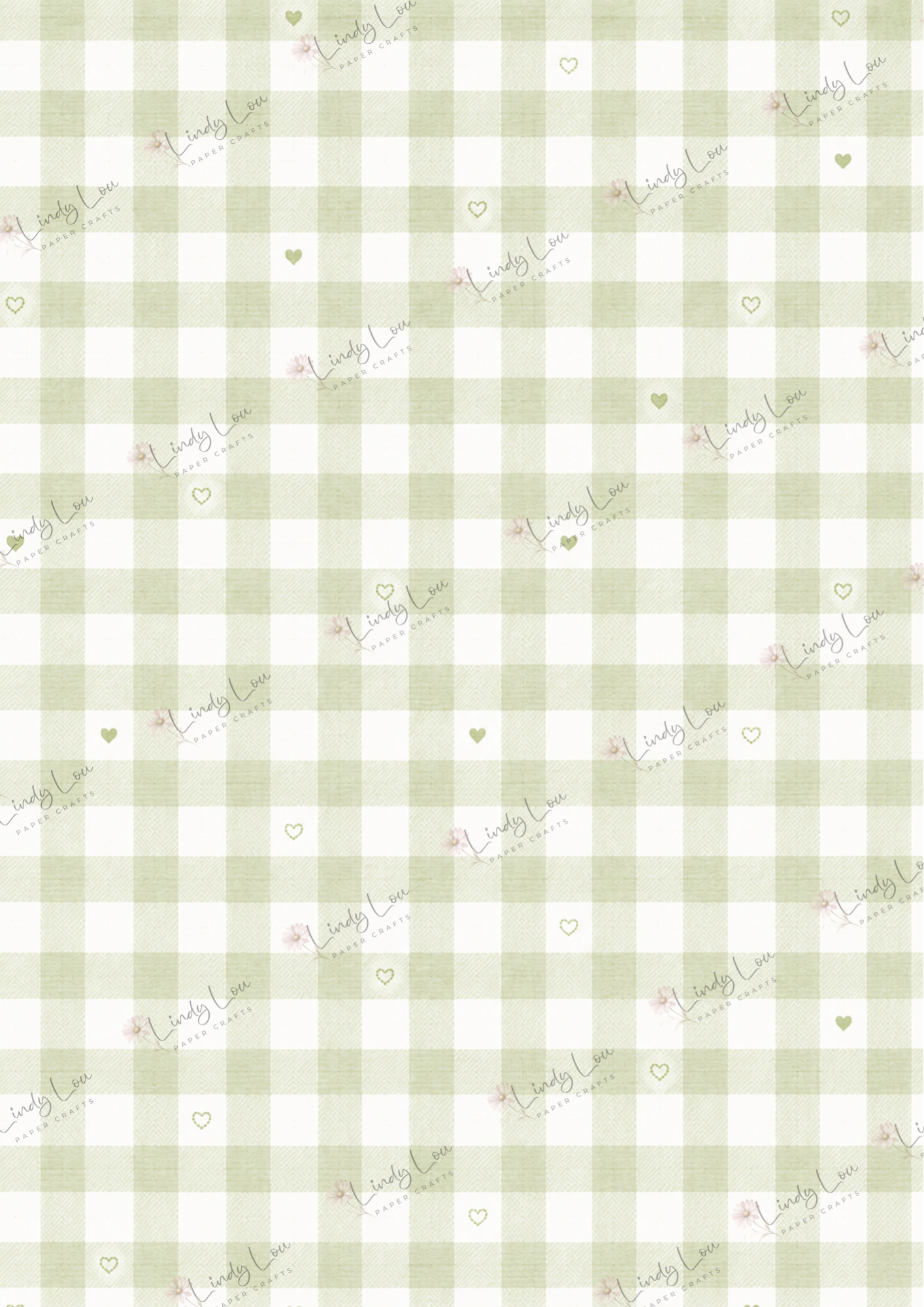 A4 Single Sheet - Daisy Girls - Olive Gingham Love
