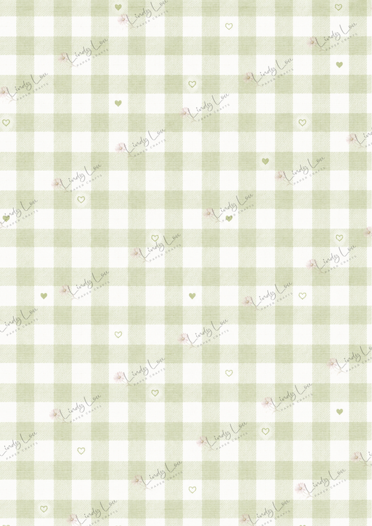 A4 Single Sheet - Daisy Girls - Olive Gingham Love