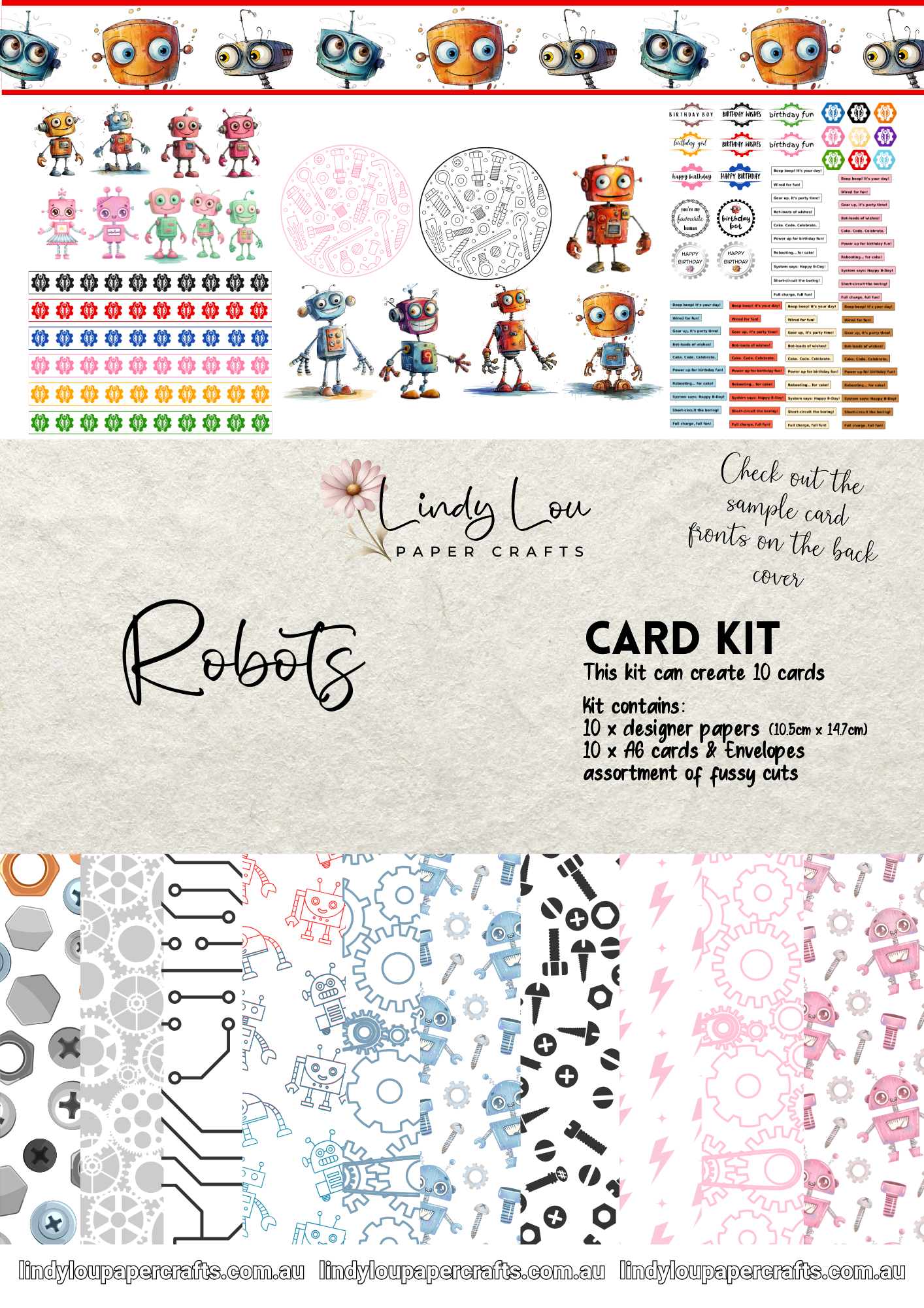 A6 Card Kit - Robot Squad