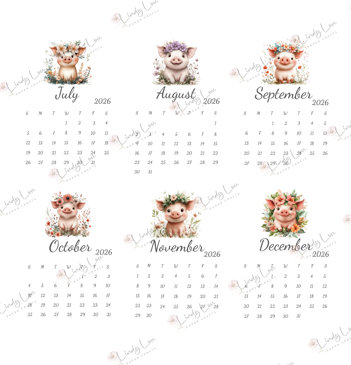 Calendars 2026 - Piglets