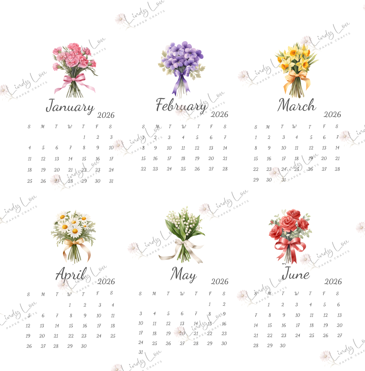 Calendars 2026 - Birth Month Flowers