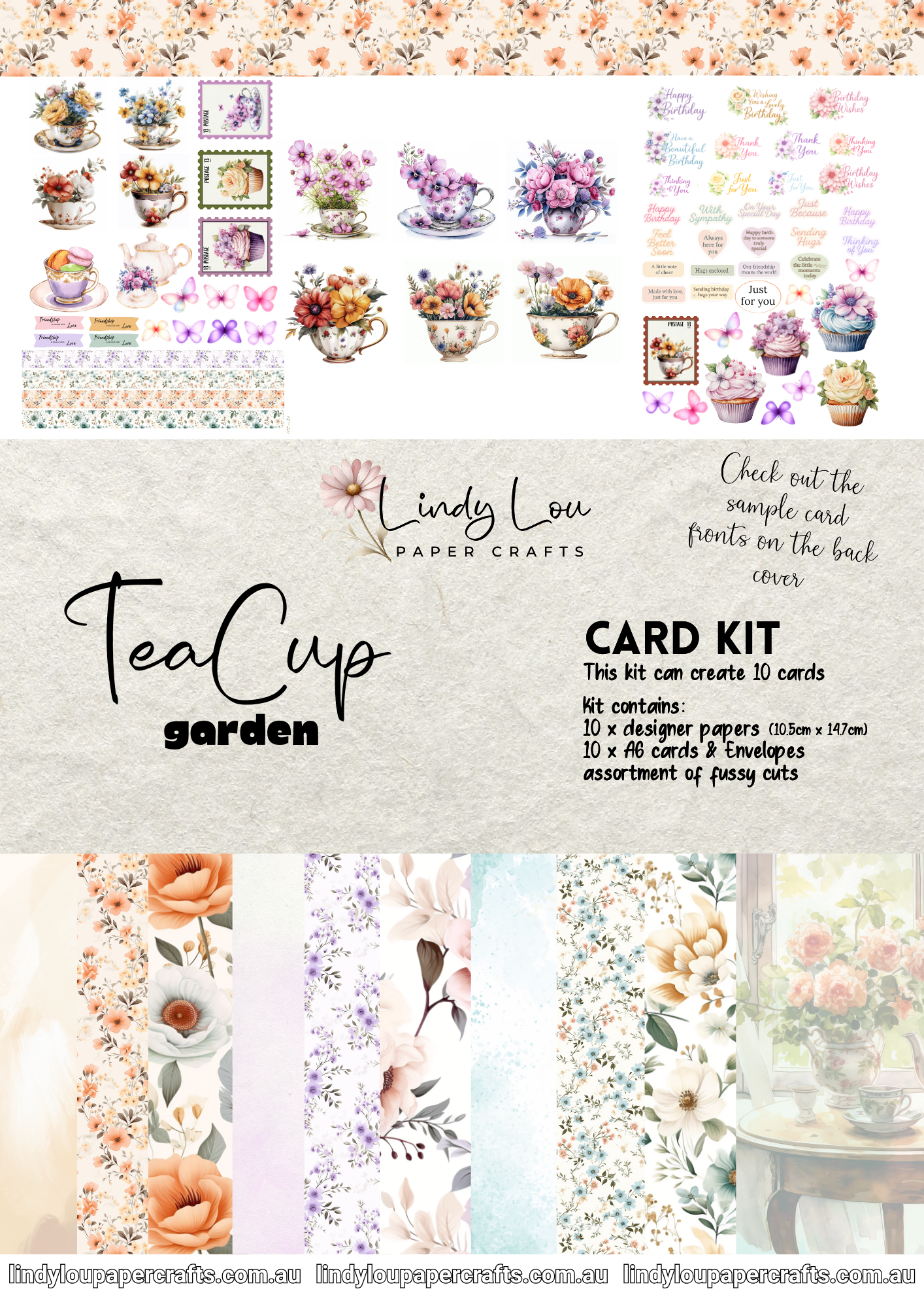 A6 Card Kit - TeaCup Garden
