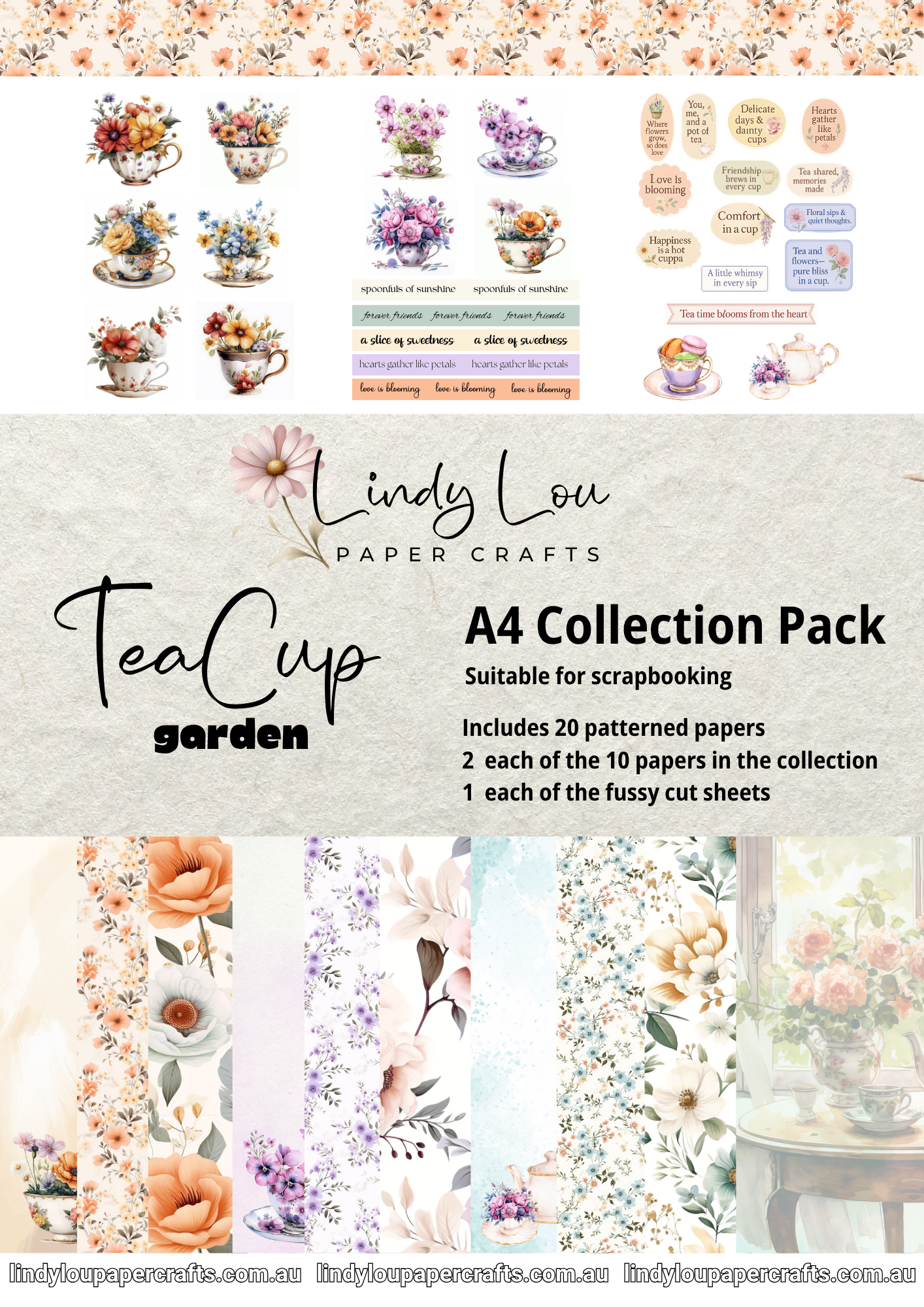A4 Paper Collection - TeaCup Garden