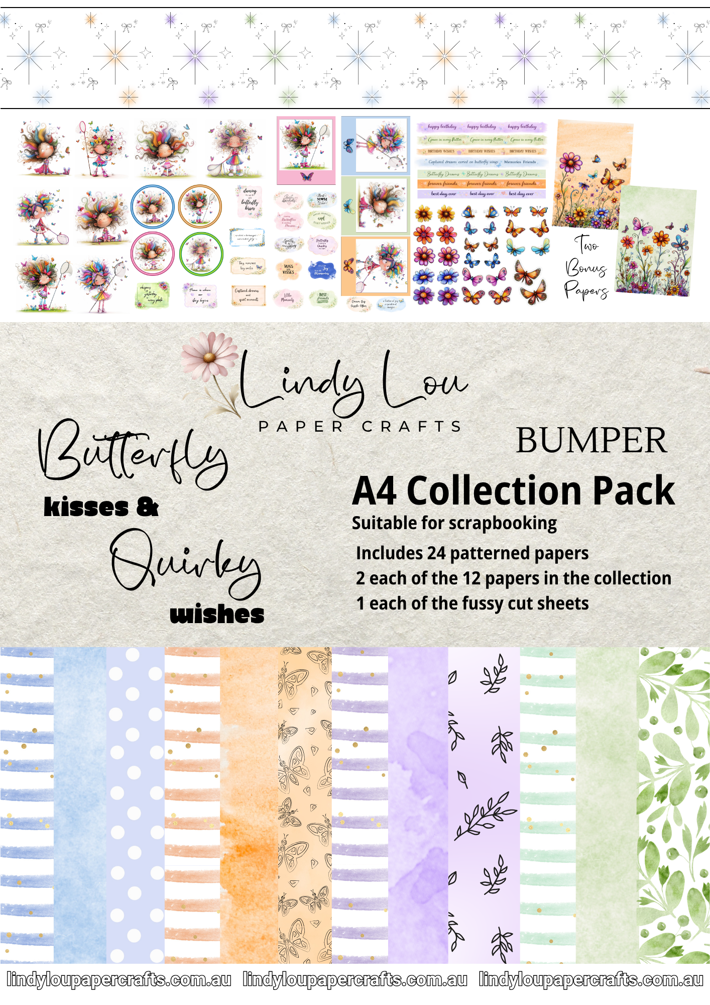 A4 Bumper Edition Paper Collection - Butterfly Kisses & Quirky Wishes