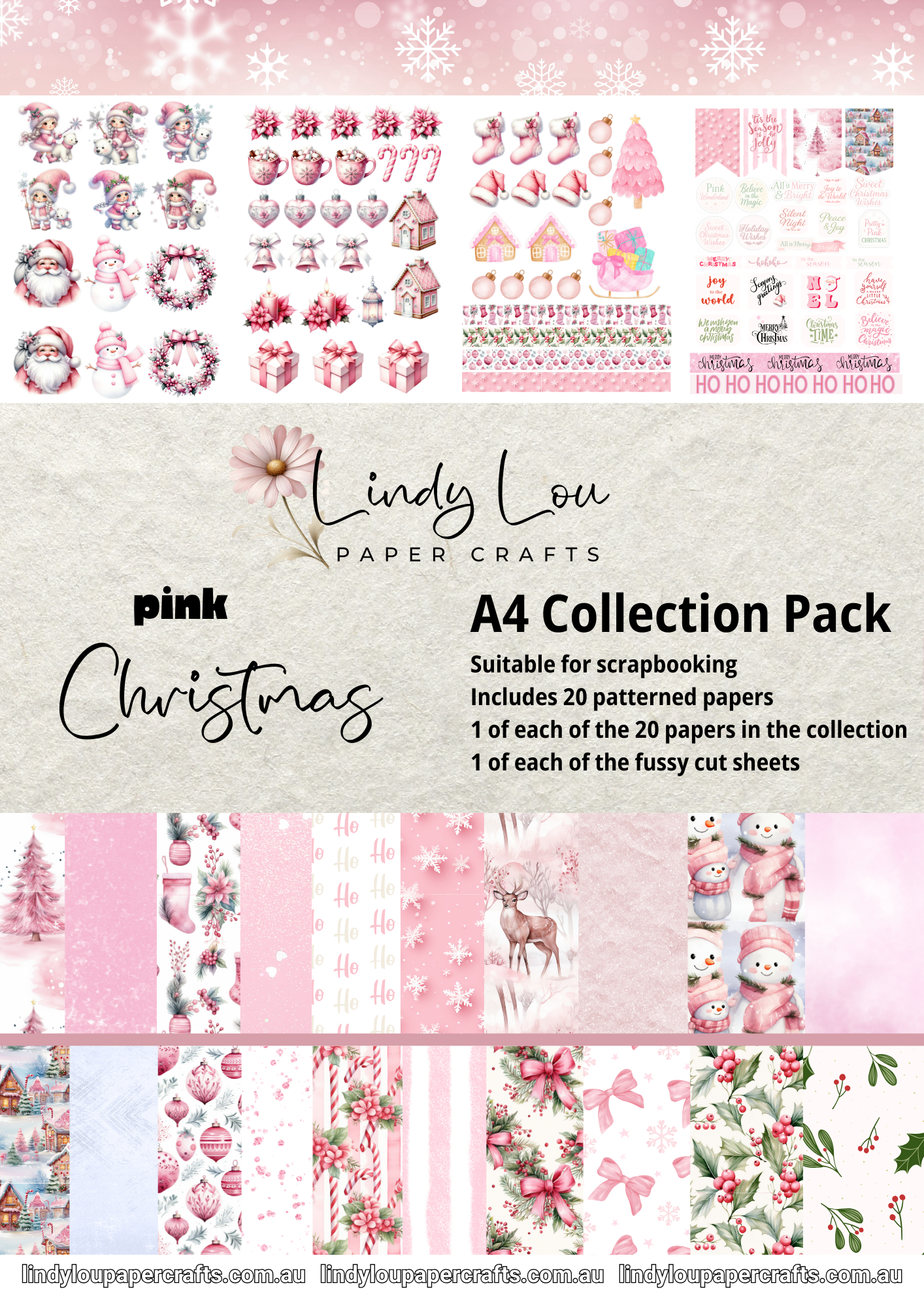 A4 Paper Collection - Pink Christmas