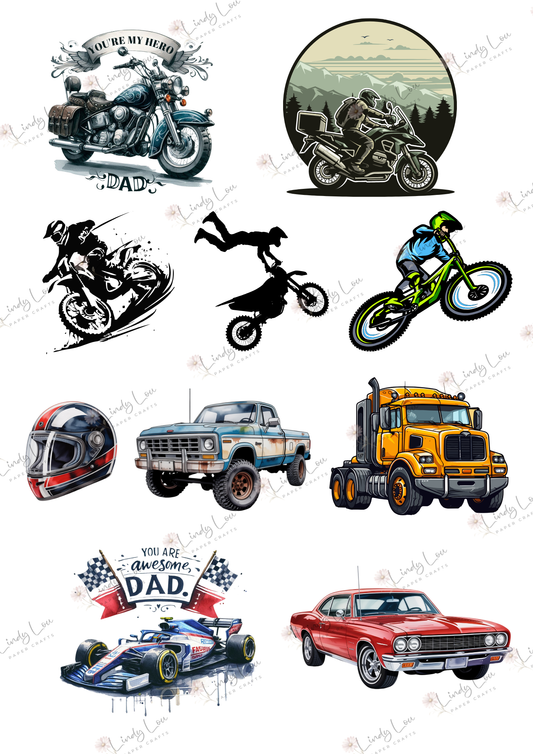 A4 Fussy Cut Sheets  - Man Made Memories - Full Throttle